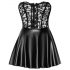 Noir - Lace Top Shiny Mini Dress (Black) 