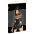 Noir - Shiny Dress with Sheer Top (Black) - L