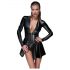 Noir - Open-Front Long Sleeve Mini Dress (Black)  - M