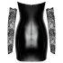 Noir - Shiny Dress with Lace Inserts (Black)