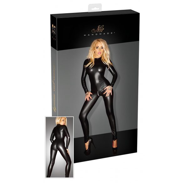 Noir - Glossy Long-Sleeve Jumpsuit (Black)  - XL