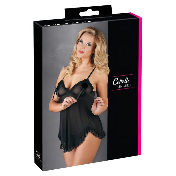 Cottelli - Sheer, Ruffled Babydoll (Black) 