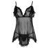 Cottelli - Sheer, Ruffled Babydoll (Black)  - M