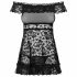 Obsessive Flores - Frilly Floral Babydoll with Thong (Black) 