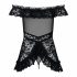 Obsessive Flores - Frilly Floral Babydoll with Thong (Black) 