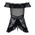 Obsessive Flores - Frilly Floral Babydoll with Thong (Black) 