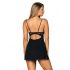 Obsessive Luvae - Floral Strappy Nightgown with Thong (Black) 