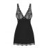 Obsessive Luvae - Floral Strappy Nightgown with Thong (Black) 