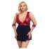 Cottelli Bondage Plus Size - Deep V-Neck Babydoll (Red-Black) 