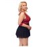 Cottelli Bondage Plus Size - Deep V-Neck Babydoll (Red-Black) 