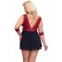 Cottelli Bondage Plus Size - Deep V-Neck Babydoll (Red-Black) 