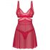 Obsessive Cupide Desir - Sheer Lace Lingerie Set (Red) - L/XL