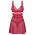 Obsessive Cupide Desir - Sheer Lace Lingerie Set (Red) - L/XL