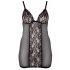 Cottelli Plus Size - Lace-Insert Sheer Negligee (Black)  - 3XL