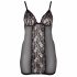 Cottelli Plus Size - Lace-Insert Sheer Negligee (Black)  - 3XL