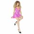 Black Level - Shiny Zippered Mini Dress (Pink)  - XXL