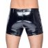 Black Level - Men's Vinyl Shorts with Side Pockets (Black) - XL