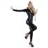 Latex long-sleeve women's jumpsuit (black) 