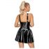 Latex Mini Dress with Ruffle Skirt (Black) 