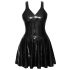 Latex Mini Dress with Ruffle Skirt (Black) 