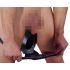 Latex Men's Briefs with Internal Tapered Anal Dildo (Black)  - M