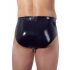 Latex Men's Briefs with Internal Tapered Anal Dildo (Black)  - M