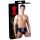 Latex Men's Briefs with Internal Tapered Anal Dildo (Black)  - L