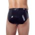 Latex Men's Briefs with Internal Tapered Anal Dildo (Black)  - XL