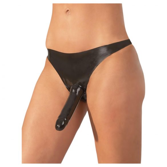 LATEX - briefs with external dildo - black (S-L)