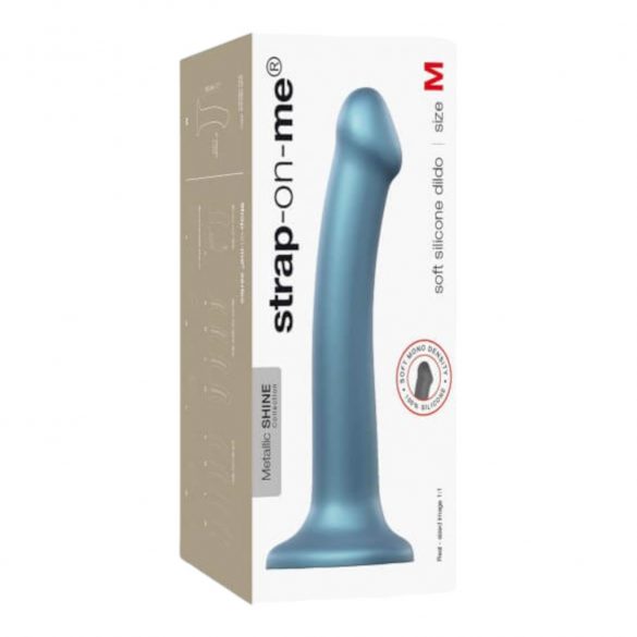 Metallic Shine M Strap-on - Skin-Friendly Dildo (Metallic Blue) 