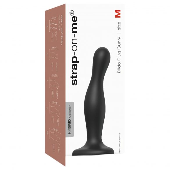 Strap-on-me Curvy M - Wavy, Suction Cup Dildo (Black) 