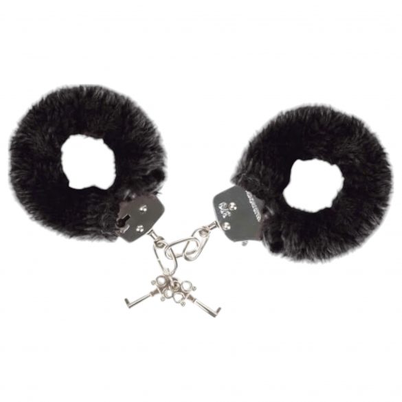 Love to Love Attach Me - Plush Handcuffs (Black) 