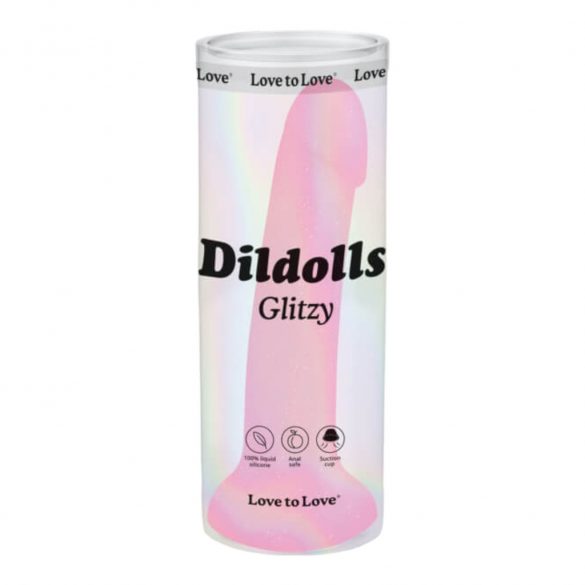 Dildolls Glitzy - Silicone Suction Cup Dildo (Pink) 