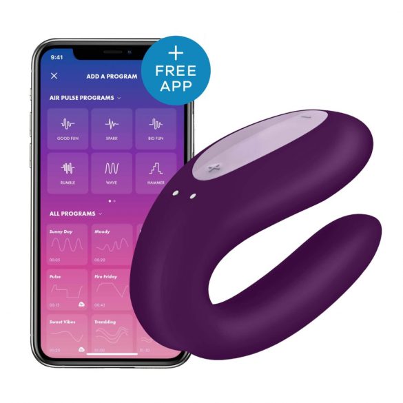 Satisfyer Double Joy - Smart, Rechargeable, Waterproof Couples Vibrator (Purple) 