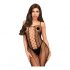 Penthouse Lusciously Striped Open Bodysuit (Black)  - XL