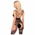 Lace and Fishnet Strapped Set (Black) - Penthouse Hottie 