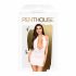 Penthouse Heart Rob - Deep Plunge Dress and Thong (White)  - L/XL