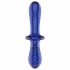 Satisfyer Double Crystal - Dual-Ended Glass Dildo (Blue) 