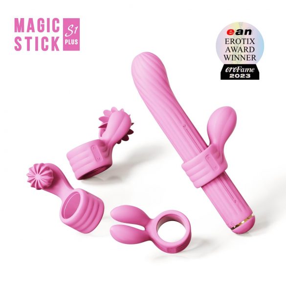 Magic Stick - Vibrator with Interchangeable Clitoral Arm (Pink) 