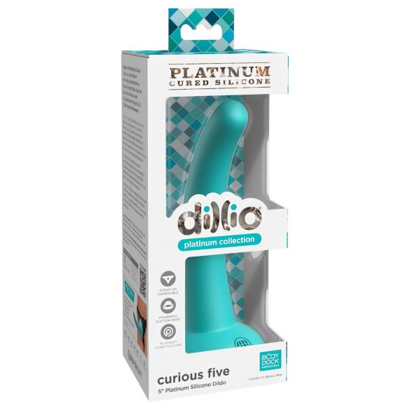 Dillio Curious Five - suction cup silicone dildo (15cm) - turquoise