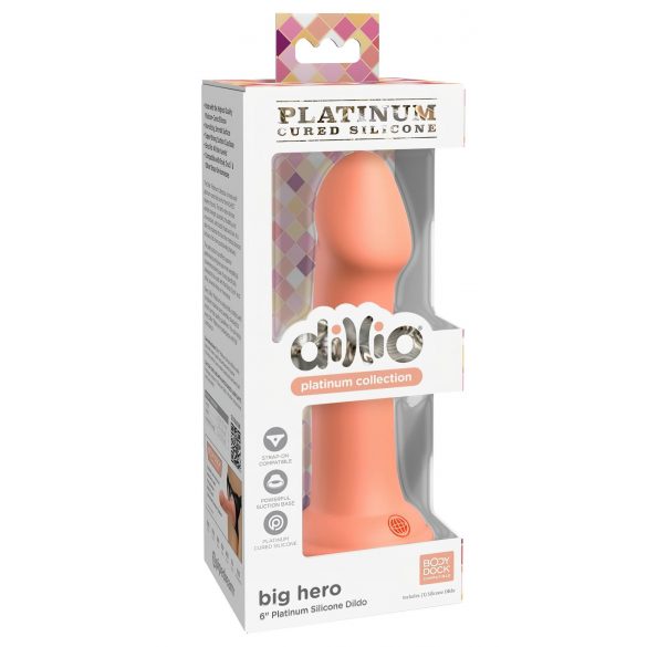 Dillio Big Hero - Suction Cup Silicone Dildo (17cm) - Orange 