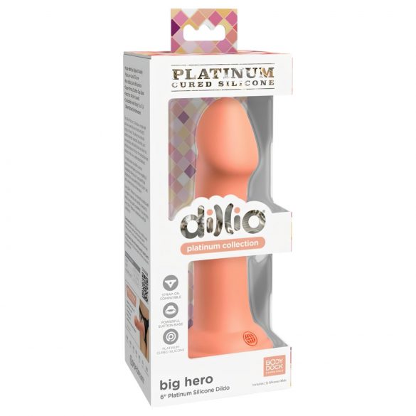 Dillio Big Hero - Suction Cup Silicone Dildo (17cm) - Orange