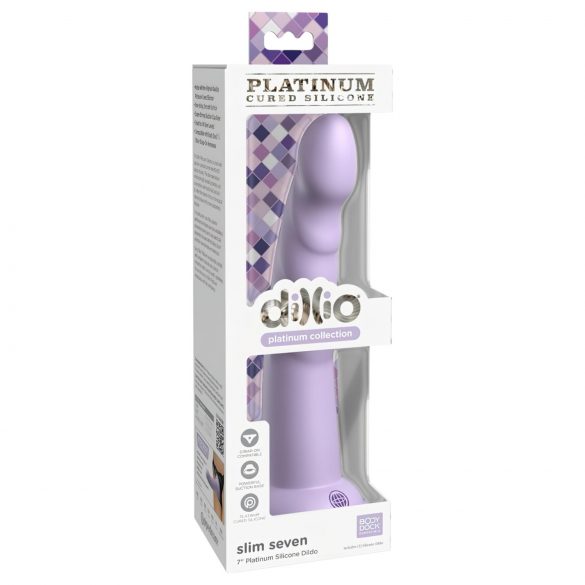 Dillio Slim Seven - Purple Suction-Cup Stimulating Dildo (20cm)