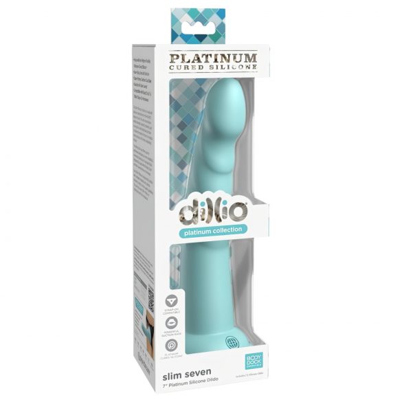 Dillio Slim Seven - Suction Cup Stimulating Dildo (20cm) - Turquoise