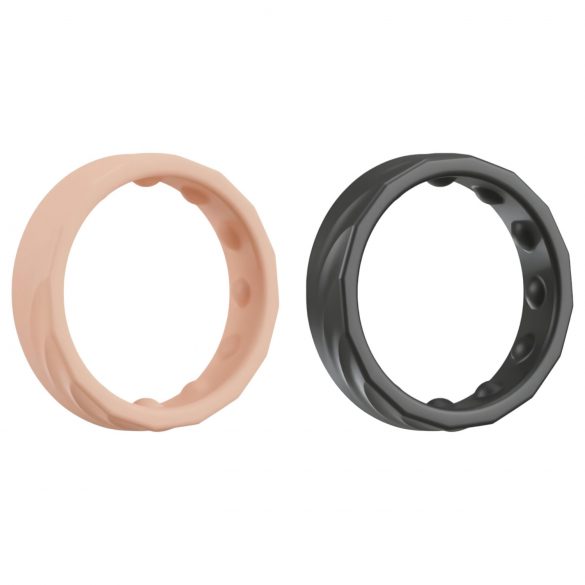 You2Toys 4in1 - Penis and Ball Ring Set - 2 Piece (Natural-Black) 