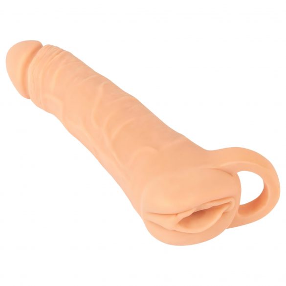 Nature Skin - 2 in 1 Fake Vagina and Penis Sleeve - 9 Inches (Natural) 