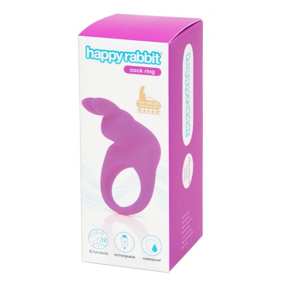 HappyRabbit Cock - Rechargeable Vibrating Cock Ring (Purple) 