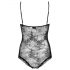 Obsessive Slevika - front-laced, open lace bodysuit (black) - 2XL/3XL