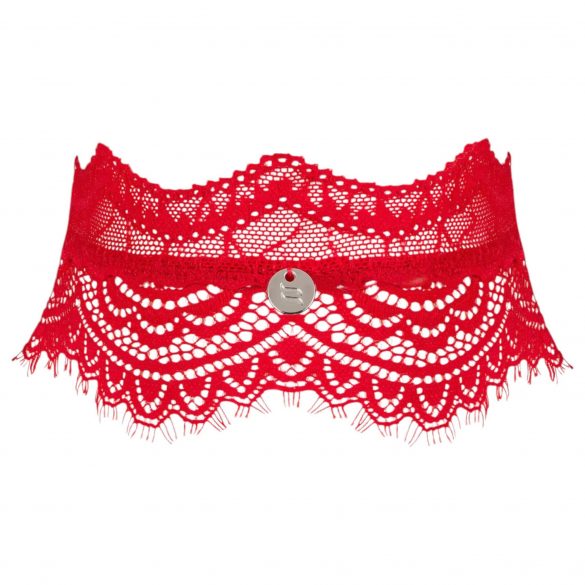 Obsessive Bergamore - Lace Choker with Chain (Red) S-L 