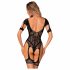 Obsessive - Patterned Open Mesh Bodysuit (Black) - (S-L) 